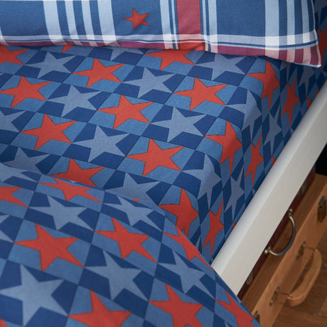 Catherine Lansfield Stars and Check 25cm Deep Fitted Sheet