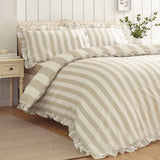 Catherine Lansfield Seersucker Frill Stripe Duvet Cover Set - Seersucker Frill Stripe Green Duvet Set