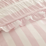 Catherine Lansfield Seersucker Frill Stripe Duvet Cover Set - Seersucker Frill Stripe Pink Duvet Set