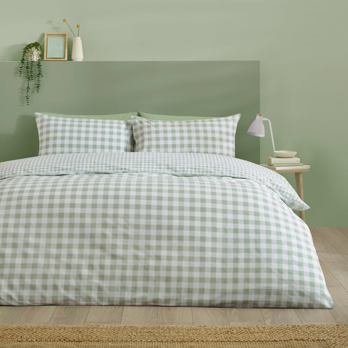 Catherine Lansfield Bamford Gingham Check Duvet Cover Set - Bamford Gingham Green Duvet Set