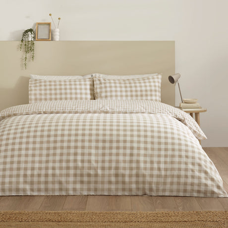 Catherine Lansfield Bamford Gingham Check Duvet Cover Set - Bamford Gingham Natural Duvet Set