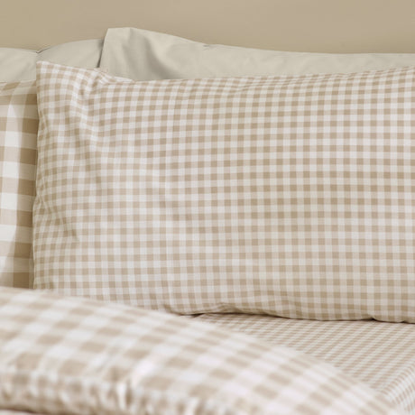Catherine Lansfield Bamford Gingham Check Duvet Cover Set - Bamford Gingham Natural Duvet Set