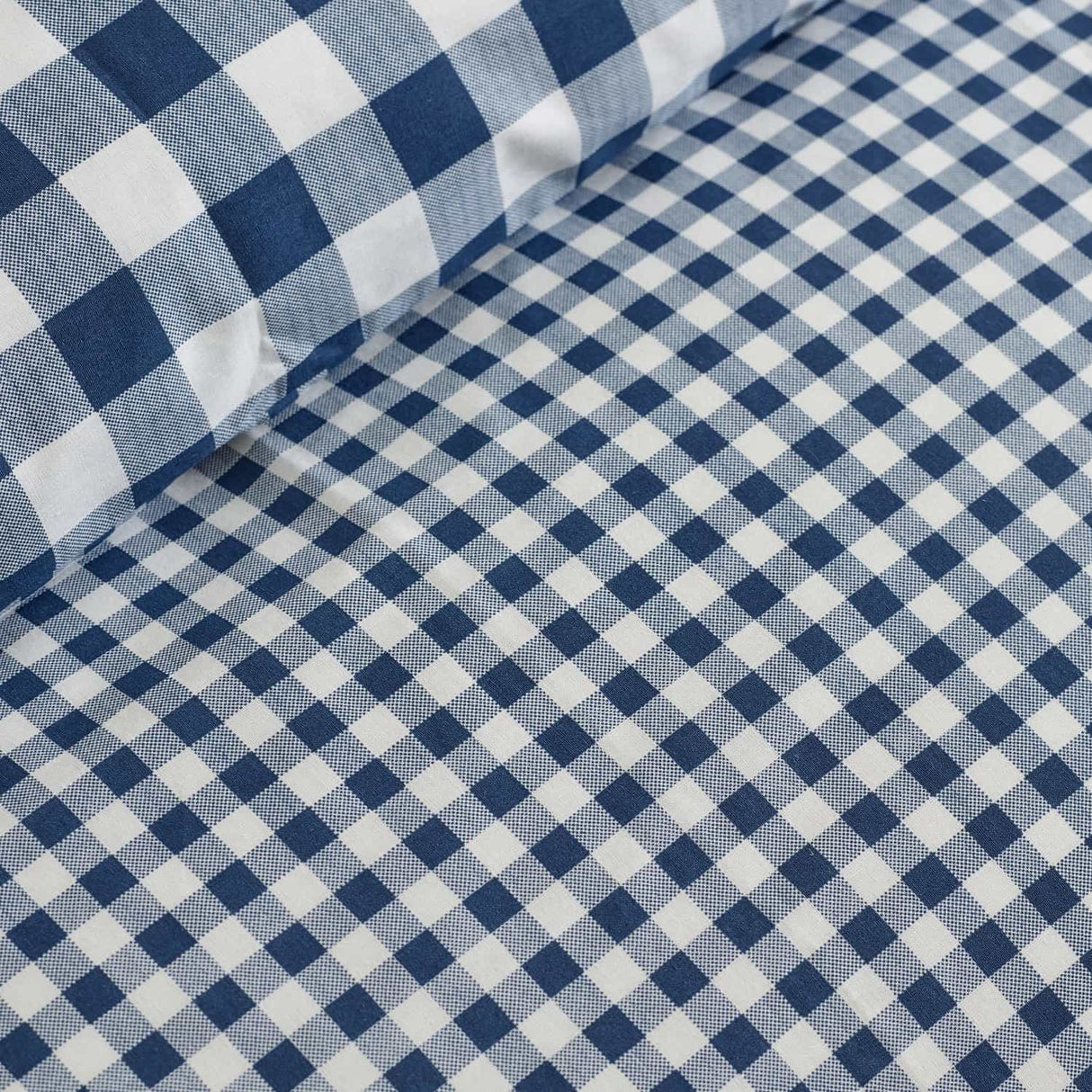 Catherine Lansfield Bamford Gingham Check 30cm Deep Navy Blue Fitted Sheet