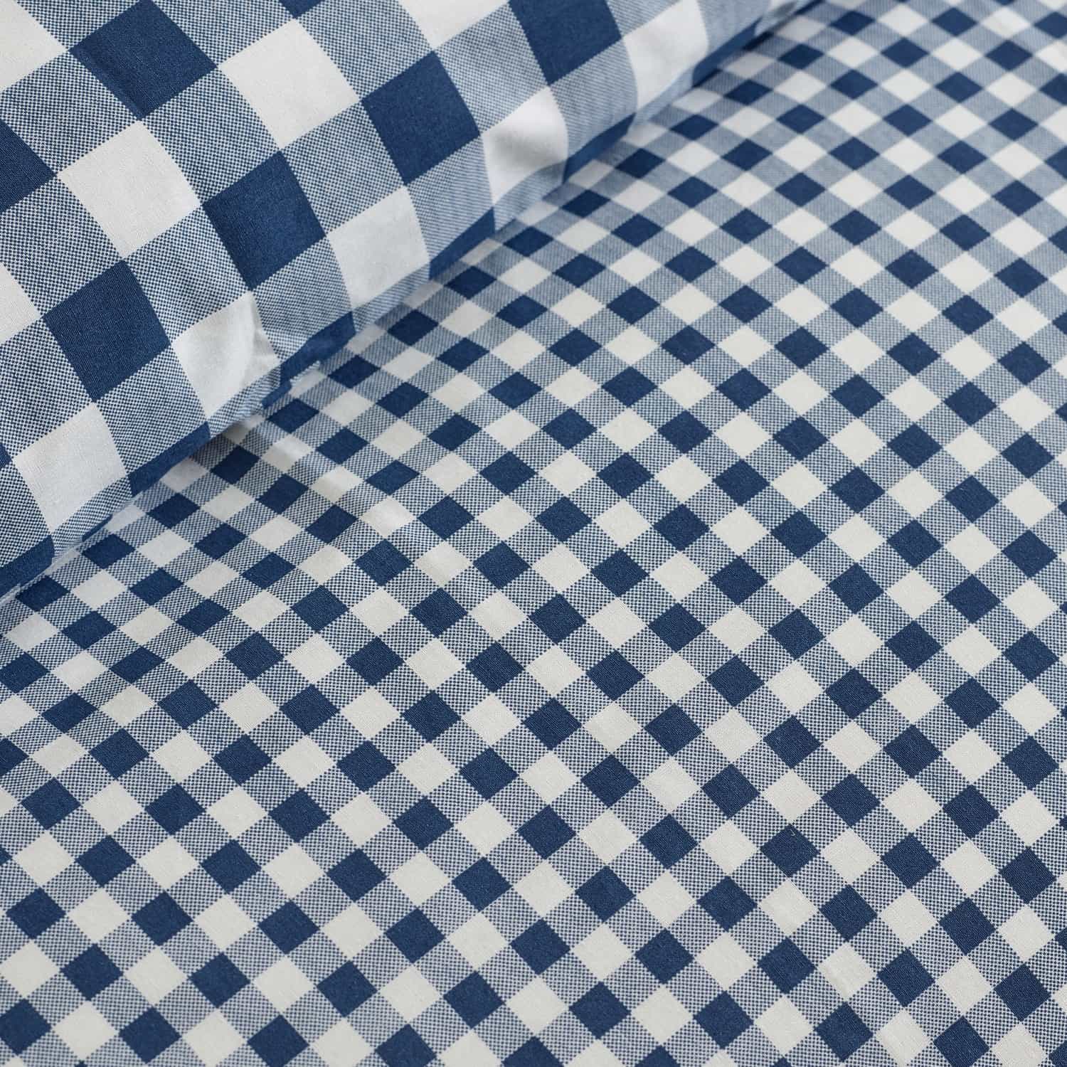 Catherine Lansfield Bamford Gingham Check 30cm Deep Navy Blue Fitted Sheet