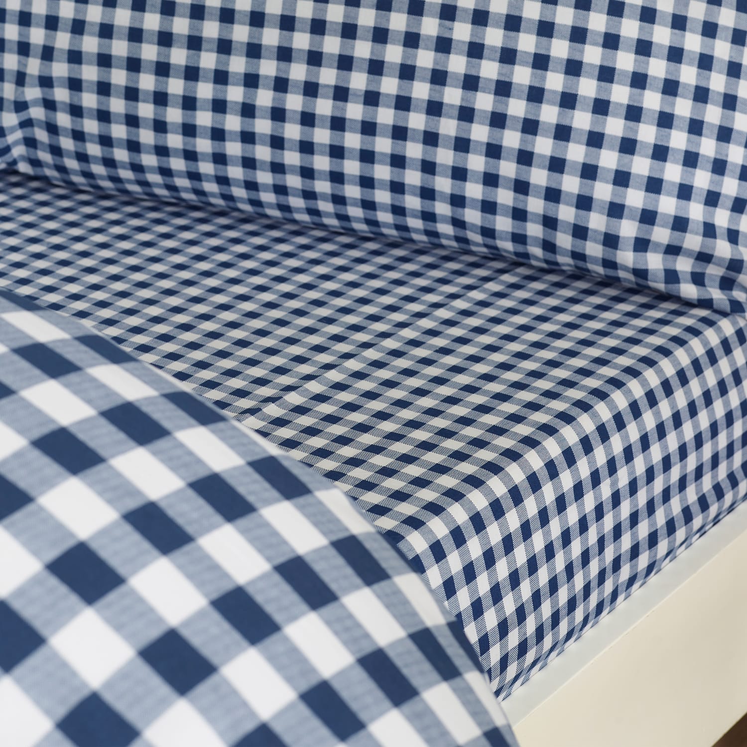 Catherine Lansfield Bamford Gingham Check 30cm Deep Navy Blue Fitted Sheet