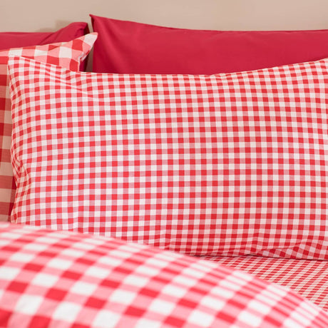 Catherine Lansfield Bamford Gingham Check Duvet Cover Set - Bamford Gingham Red Duvet Set