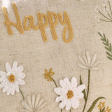 Catherine Lansfield Bee Happy Embroidered 30x50cm Filled Cushion - Natural - Bee Happy Cushion