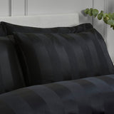 Catherine Lansfield So Soft Satin Stripe Duvet Cover Set - So Soft Satin Stripe Black Duvet Set