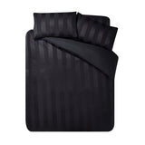 Catherine Lansfield So Soft Satin Stripe Duvet Cover Set - So Soft Satin Stripe Black Duvet Set