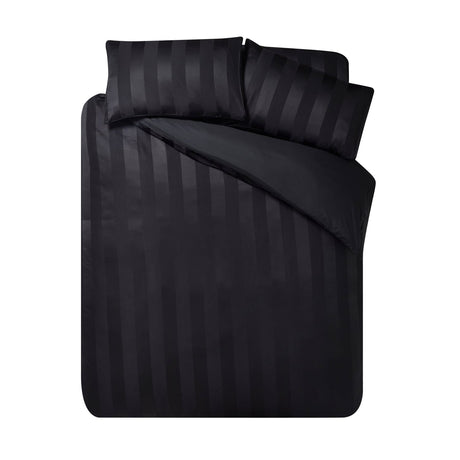 Catherine Lansfield So Soft Satin Stripe Duvet Cover Set - So Soft Satin Stripe Black Duvet Set