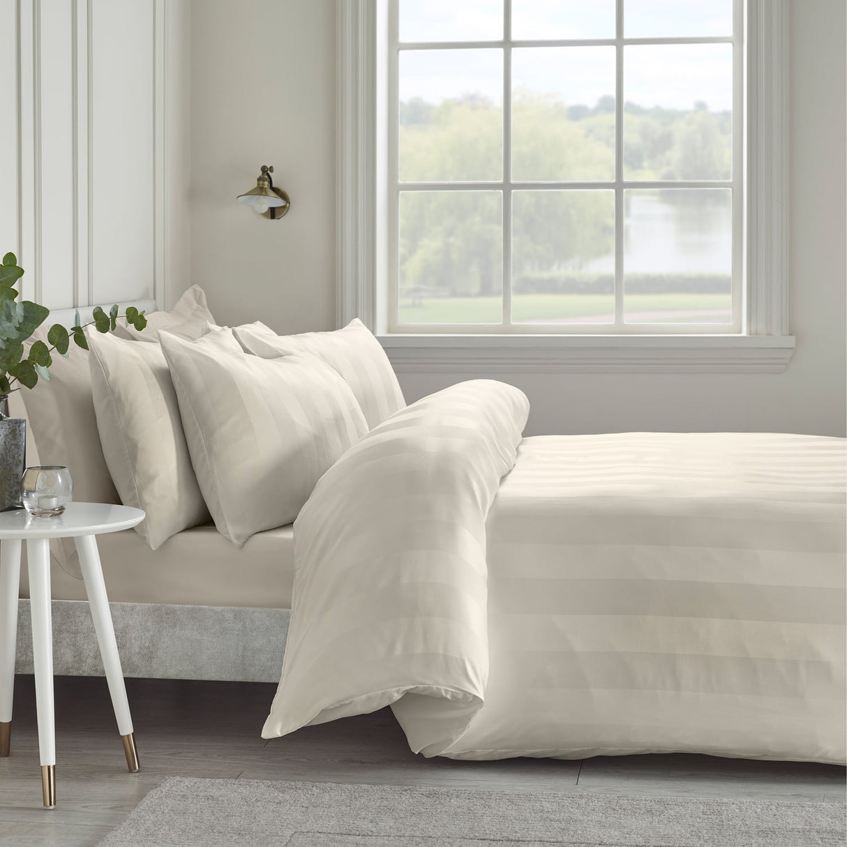 Catherine Lansfield So Soft Satin Stripe Duvet Cover Set