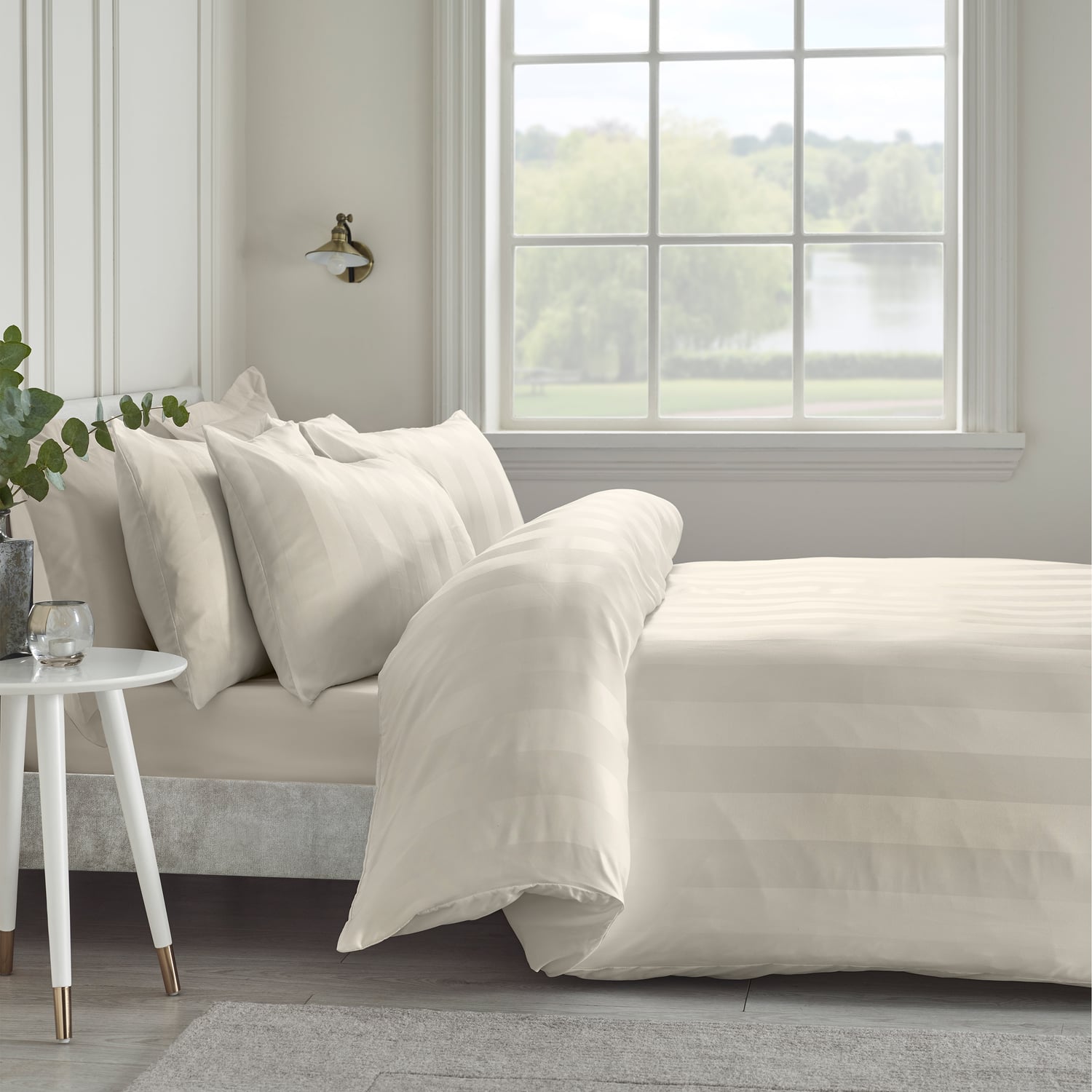 Catherine Lansfield So Soft Satin Stripe Duvet Cover Set