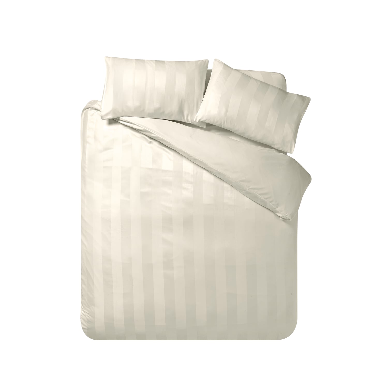 Catherine Lansfield So Soft Satin Stripe Duvet Cover Set - So Soft Satin Stripe Cream Duvet Set