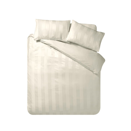 Catherine Lansfield So Soft Satin Stripe Duvet Cover Set - So Soft Satin Stripe Cream Duvet Set