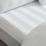 Catherine Lansfield So Soft Satin Stripe 30cm Deep White Fitted Sheet
