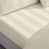 Catherine Lansfield So Soft Satin Stripe 30cm Deep Cream Fitted Sheet