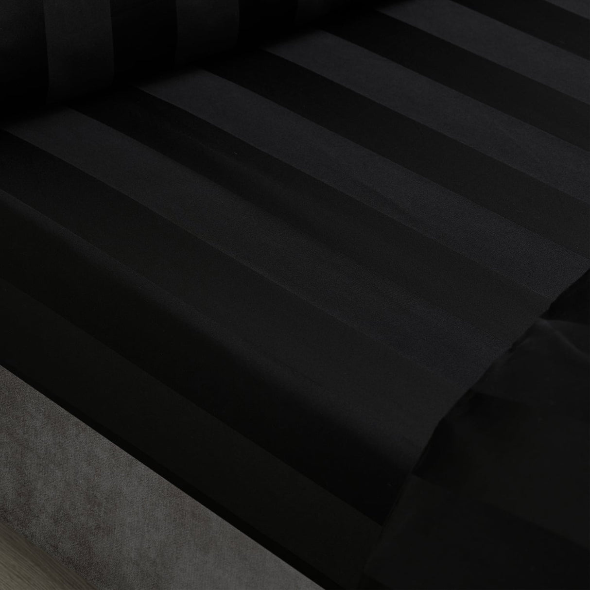 Catherine Lansfield So Soft Satin Stripe 30cm Deep Black Fitted Sheet