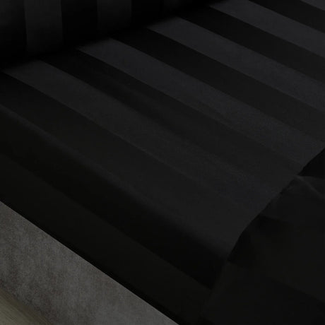 Catherine Lansfield So Soft Satin Stripe Black Fitted Sheet - White image 19