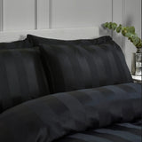 Catherine Lansfield So Soft Satin Stripe Standard Pillowcase Pair Black 3