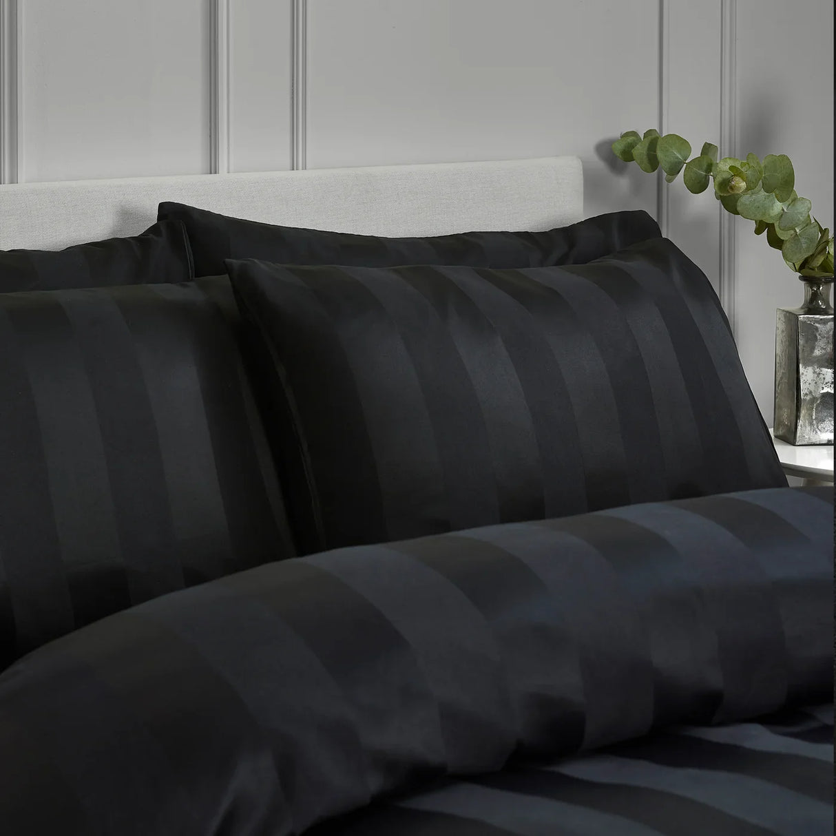 Catherine Lansfield So Soft Satin Stripe Black Fitted Sheet - Black image 22