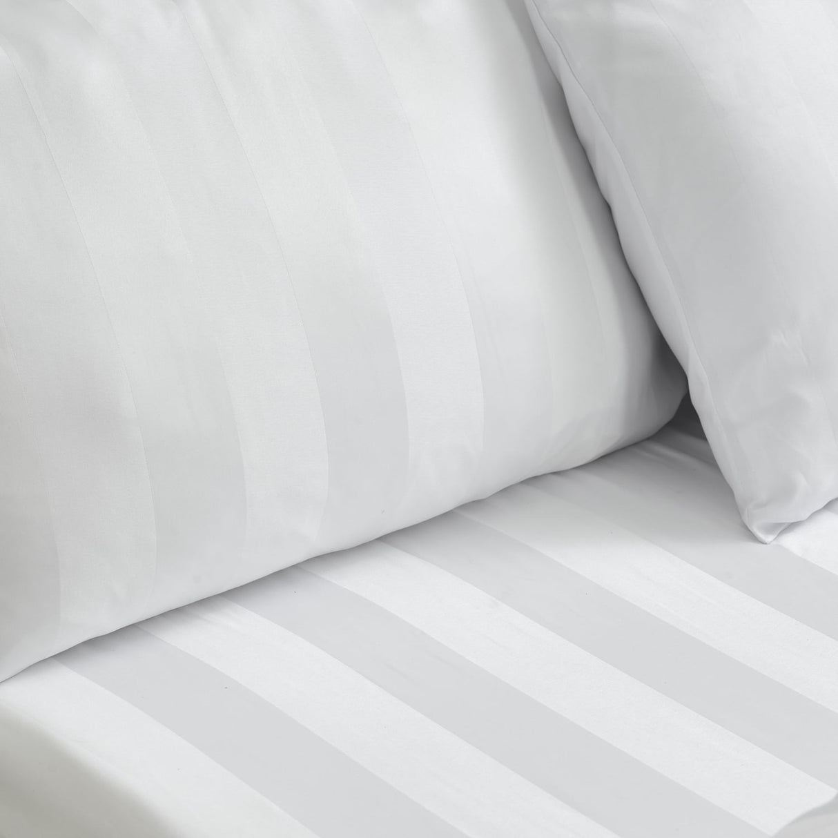 Catherine Lansfield So Soft Satin Stripe 30cm Deep White Fitted Sheet