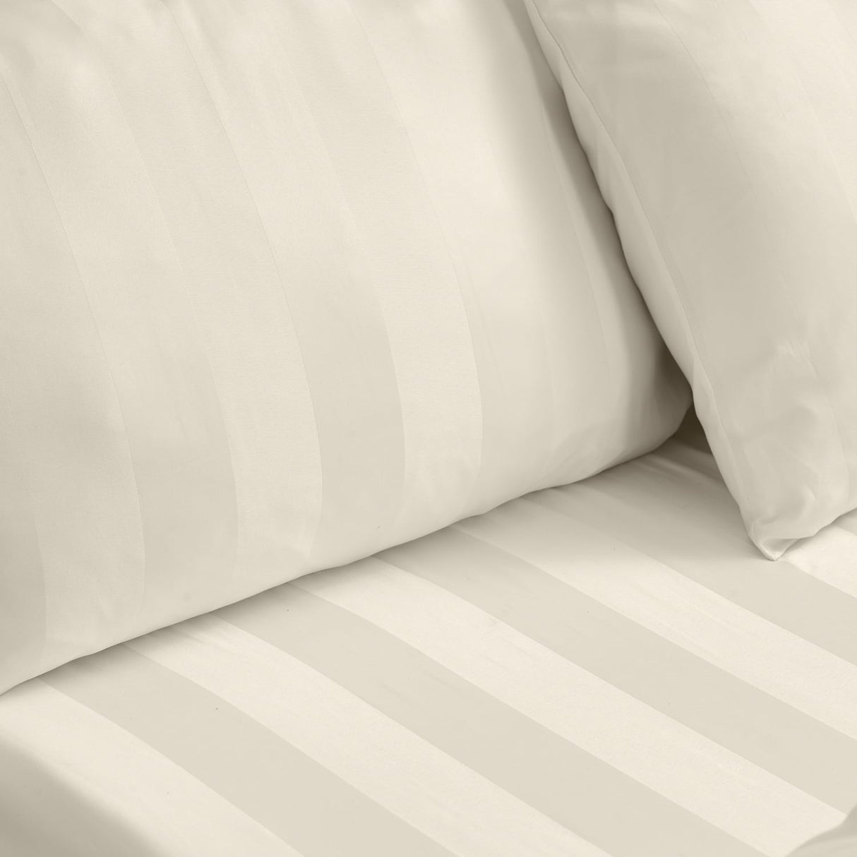 Catherine Lansfield So Soft Satin Stripe 30cm Deep Cream Fitted Sheet