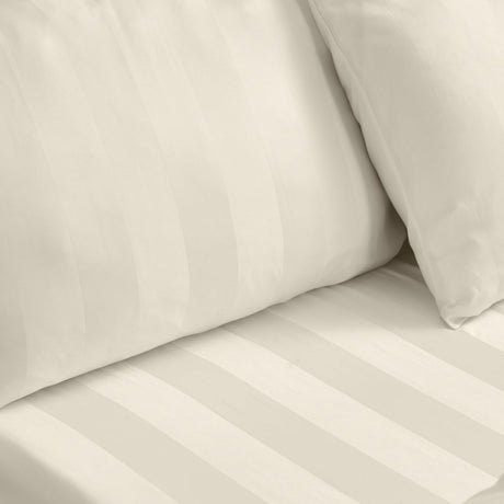 Catherine Lansfield So Soft Satin Stripe 30cm Deep Cream Fitted Sheet