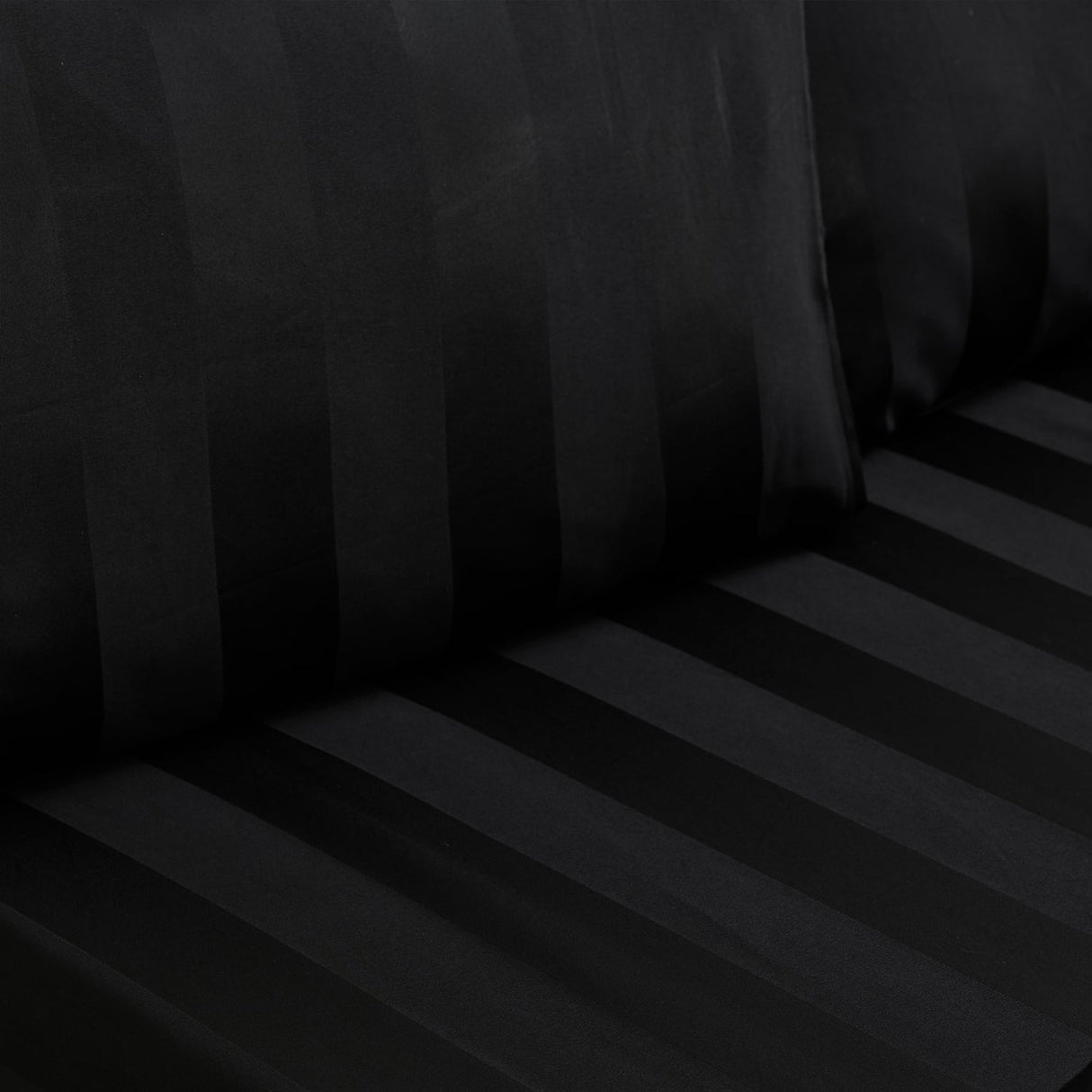 Catherine Lansfield So Soft Satin Stripe 30cm Deep Black Fitted Sheet