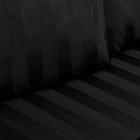 Catherine Lansfield So Soft Satin Stripe 30cm Deep Black Fitted Sheet