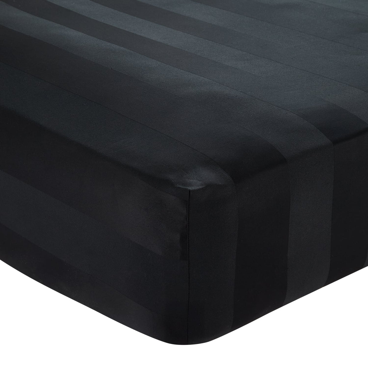 Catherine Lansfield So Soft Satin Stripe 30cm Deep Black Fitted Sheet