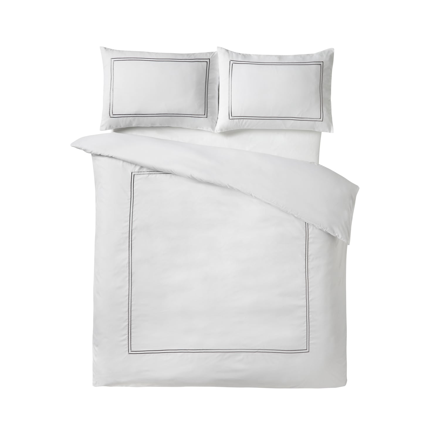 Catherine Lansfield So Soft Mono Satin Stitch Duvet Cover Set - So Soft Mono Satin Stitch Duvet Set