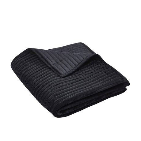 Catherine Lansfield Velvet Pinsonic Bedspread - Velvet Pinsonic Black Bedspread