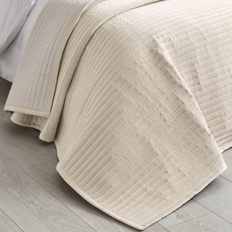 Catherine Lansfield Velvet Pinsonic Bedspread - Velvet Pinsonic Natural Bedspread