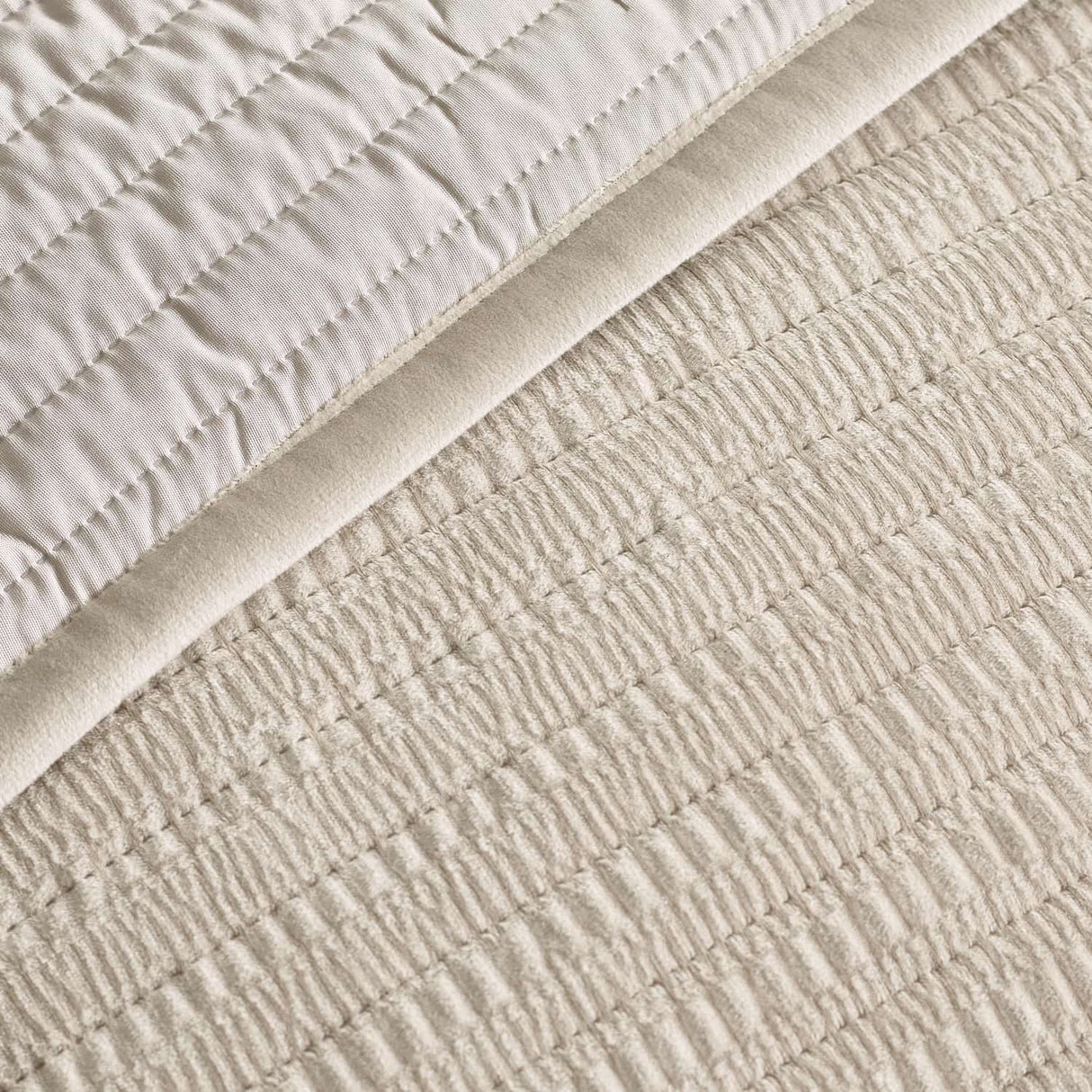 Catherine Lansfield Velvet Pinsonic Bedspread - Velvet Pinsonic Natural Bedspread