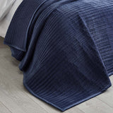 Catherine Lansfield Velvet Pinsonic Bedspread - Velvet Pinsonic Navy Bedspread