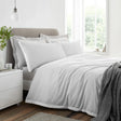 Bianca Seersucker Woven Stripe 180 Thread Count Cotton Duvet Cover Set - Grey