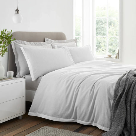 Bianca Seersucker Woven Stripe 180 Thread Count Cotton Duvet Cover Set - Grey