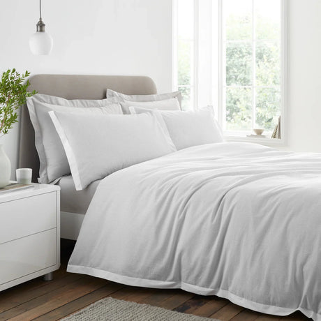 Bianca Seersucker Woven Stripe 180 Thread Count Cotton Duvet Cover Set - Grey image 2