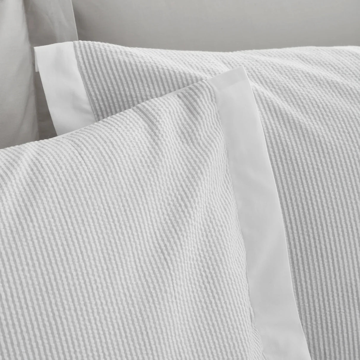 Bianca Seersucker Woven Stripe 180 Thread Count Cotton Duvet Cover Set - Grey image 4