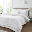 Bianca Contrast Trim 200 Thread Count Cotton Duvet Cover Set - White / Black