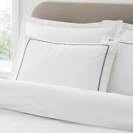 Bianca Contrast Trim 200 Thread Count Cotton Duvet Cover Set - White / Black image 2