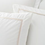 Bianca Contrast Trim 200 Thread Count Cotton Duvet Cover Set - White / Natural image 9