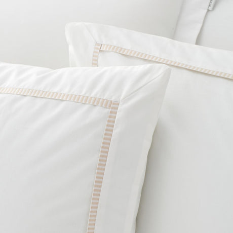Bianca Contrast Trim 200 Thread Count Cotton Duvet Cover Set - White / Natural image 9