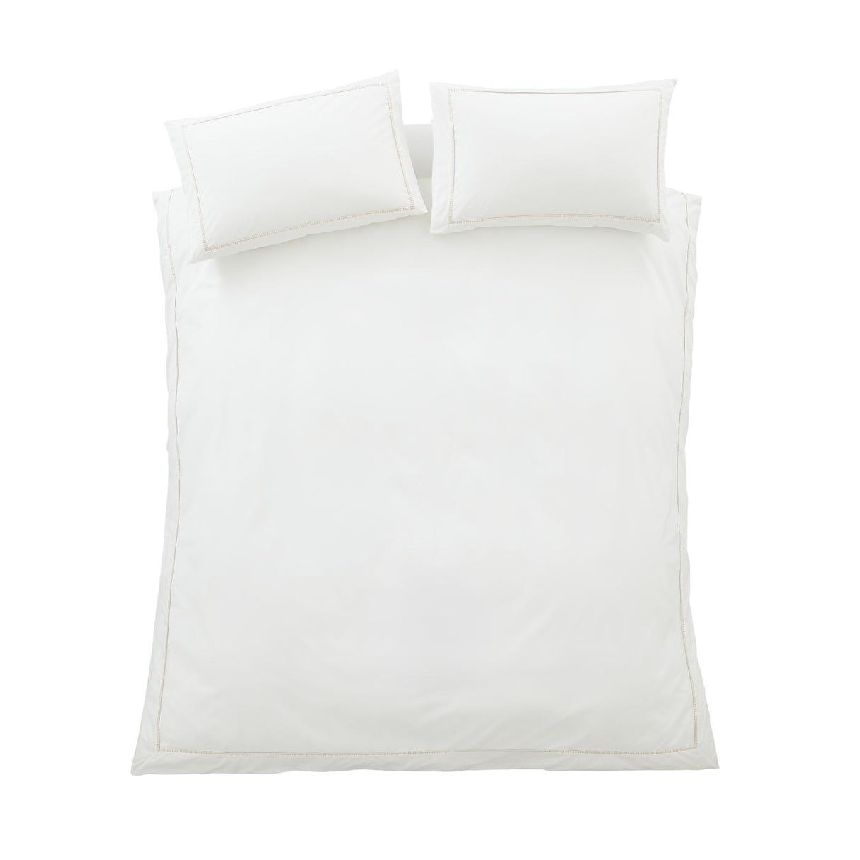 Bianca Contrast Trim 200 Thread Count Cotton Duvet Cover Set - White / Natural image 12