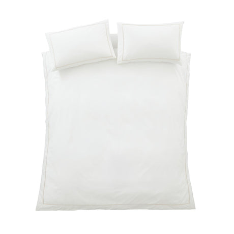 Bianca Contrast Trim 200 Thread Count Cotton Duvet Cover Set - White / Natural image 12