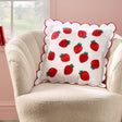 Catherine Lansfield Strawberry Embroidered Filled Cushion 45x45cm - Red
