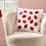 Catherine Lansfield Strawberry Embroidered Filled Cushion 45x45cm - Red