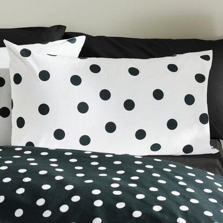 Catherine Lansfield Polka Dot Reversible Duvet Cover Set with Pillowcase