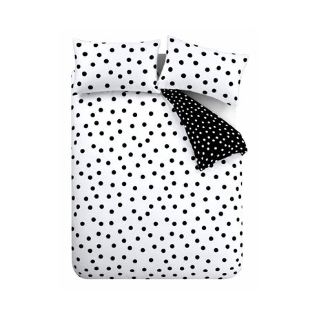 Catherine Lansfield Polka Dot Reversible Duvet Cover Set with Pillowcase