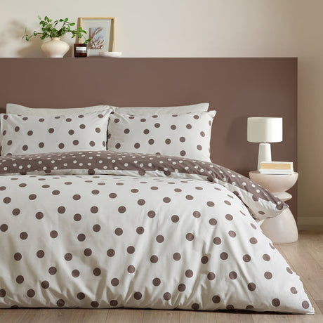 Catherine Lansfield Polka Dot Duvet Cover Set - Polka Dot Chocolate